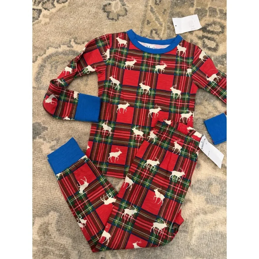 Hatley Boys Elk Plaid Pajama Set Sz 3 NWT